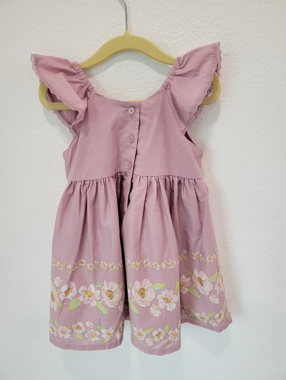 OshKosh B’gosh Baby Girl Dress 24M Pink Purple Floral Ruffle Cotton Spring Dress